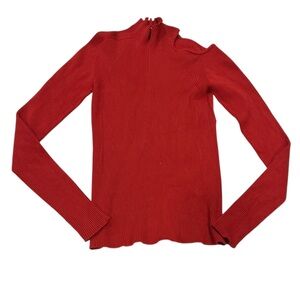 Versus Versace | Ribbed Mock Neck Cold Shoulder Long Sleeve Top